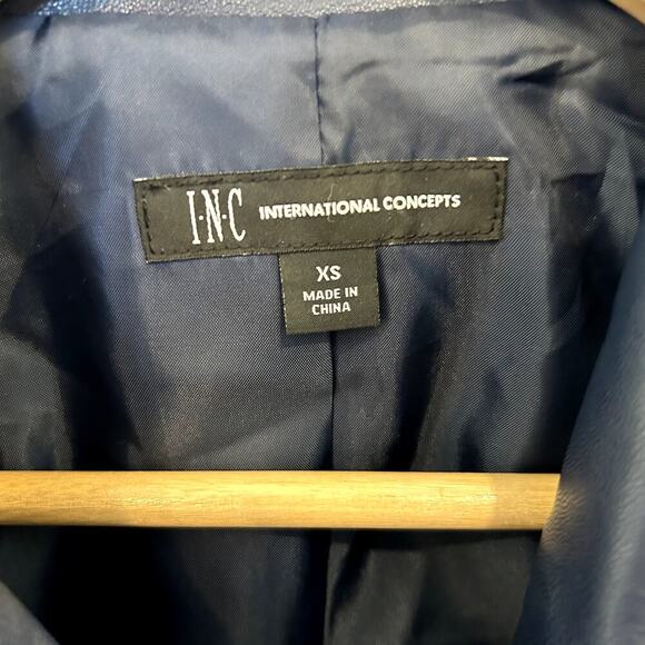 INC Navy Faux Leather Jacket SZ XS NWOT - Picture 4 of 9
